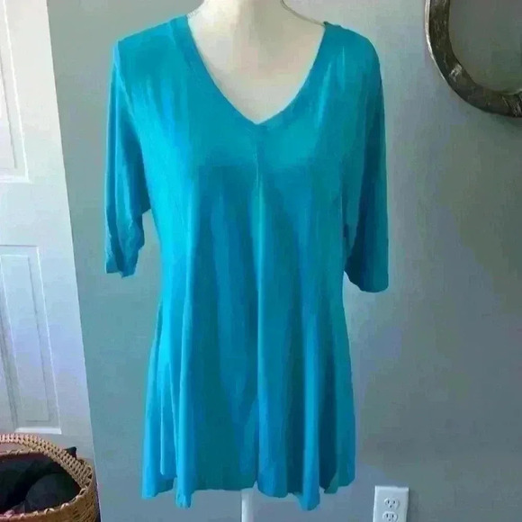 New with tags Soft Surroundings aqua high low tunic L - Picture 1 of 5